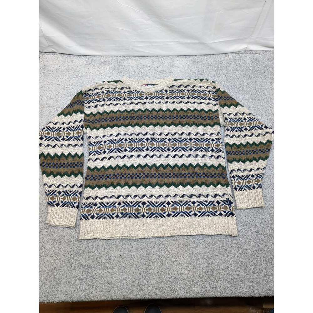 Vtg‎ CHAPS Ralph Lauren Sweater Medium Made in USA Fair Isle 90s Grandpacore Y2K